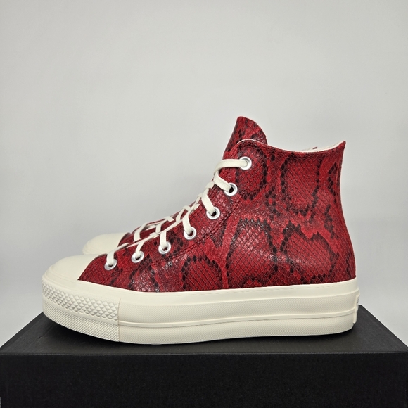 Chuck Taylor All Star Lift Platform High Snakeskin Red Women's Shoes Size 7 - Picture 1 of 8
